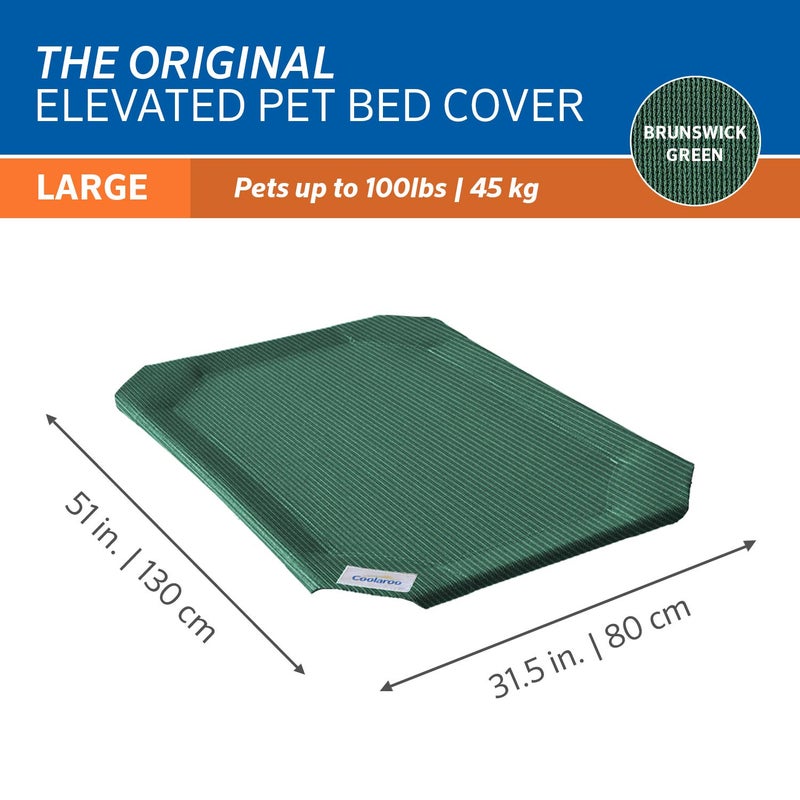 Coolaroo Original Pet Bed Replacement Cover - Brunswick Green - Large (43.5" x 31.5") - Image 3